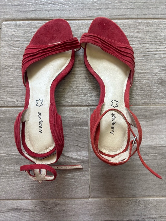 Autograph Shoes - Autograph Women's Red Suede Slingback Sandals Size 5.5